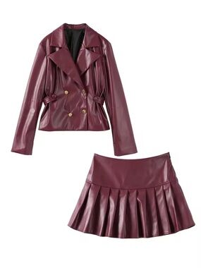 Burgundy Faux Leather Set (Size M)